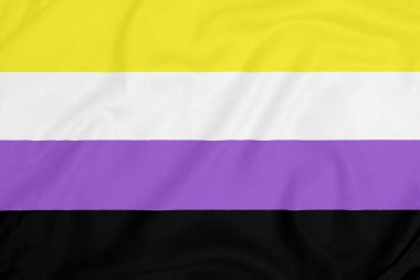 Dokulu bir kumaş üzerinde LGBT Non-ikili gurur topluluk bayrağı. Gurur sembolü