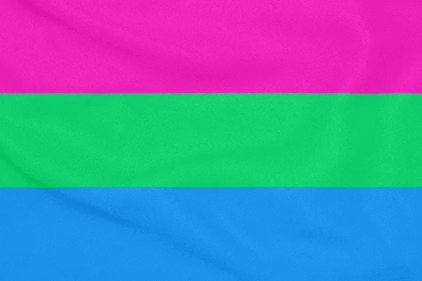 Flaga społeczności polysexual na teksturowanej tkaniny. Symbol dumy — Zdjęcie stockowe