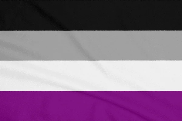 Bandeira da comunidade assexuada LGBT em um tecido texturizado. Símbolo do orgulho — Fotografia de Stock