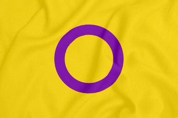 Lgbt intersex pride community flag auf einem texturierten Stoff. Stolz-Symbol — Stockfoto