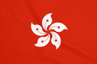 Dokulu kumaş üzerinde Hong Kong bayrağı. Vatansever sembolü