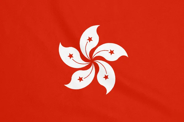 Dokulu kumaş üzerinde Hong Kong bayrağı. Vatansever sembolü — Stok fotoğraf