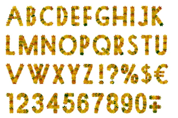 Alphabet anglais jaune, vert et orange feuille d'érable d'automne — Photo