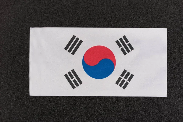 Bandeira Nacional Coreia Sul Sobre Fundo Preto República Coreia — Fotografia de Stock