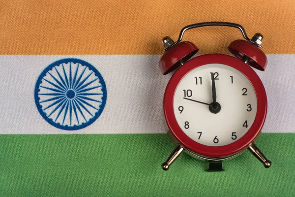 Bandera India Viejo Despertador Viajar India Tiempo Para Aprender Indio — Foto de Stock