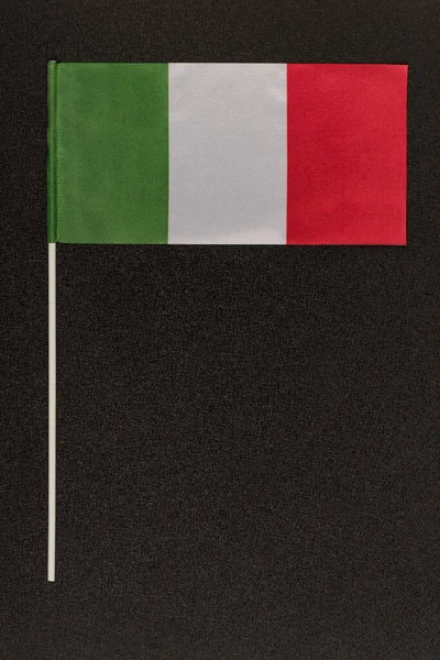 Bandiera Tricolore Italiana Verde Bianco Rosso Sfondo Nero Bandiera Italia — Foto Stock