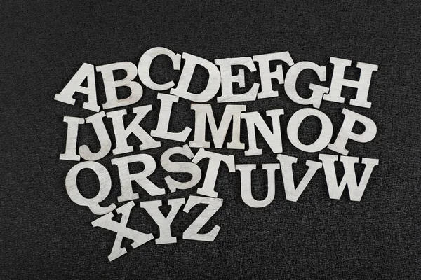 White Letters Black Background Nursery Alphabet — Stock Photo, Image