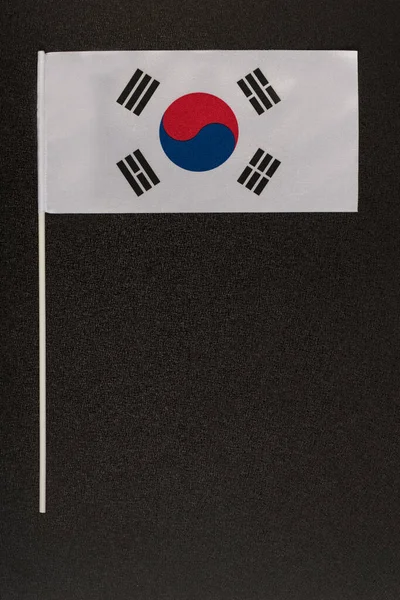 Bandeira Nacional Coreia Sul Sobre Fundo Preto Quadro Vertical — Fotografia de Stock