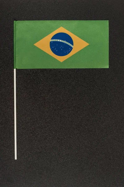 Bandera Brasil Sobre Fondo Negro Ordem Progresso Marco Vertical —  Fotos de Stock