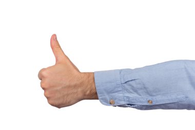 İyi iş çıkardın. Baş parmak işareti. El gibi. Beyaz arkaplanda izole et.