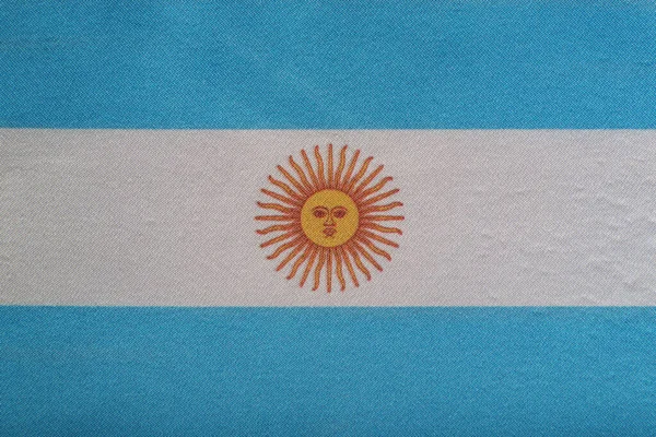 Εθνικό Έμβλημα Της Αργεντινής Σημαία Της Αργεντινής Από Κοντά Λευκή — Φωτογραφία Αρχείου