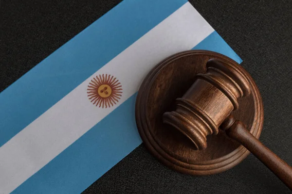 Domare Gavel Och Argentinas Flagga Juridik Argentina Laglighetskoncept — Stockfoto