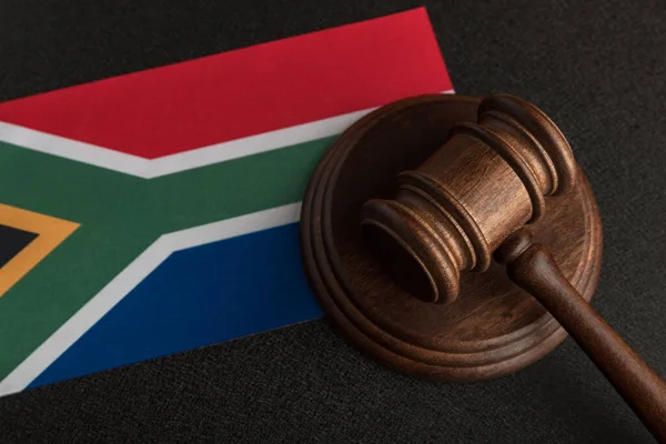 Juiz Martelo Bandeira África Sul Lei Justiça Direito Constitucional — Fotografia de Stock