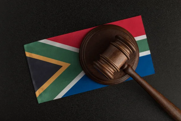 Juízes Martelo Bandeira África Sul Lei África Sul Violação Direitos — Fotografia de Stock