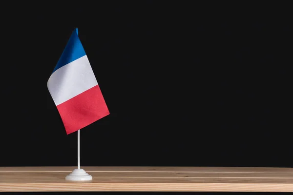 Bandera Mesa Nacional Francia Sobre Fondo Negro Bandera Tricolor Azul —  Fotos de Stock