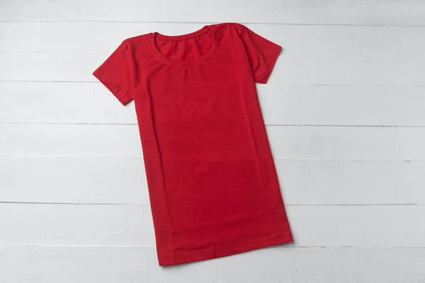 Shirt Malha Vermelha Mockup Fundo Branco Shirt Algodão Masculino Feminino — Fotografia de Stock