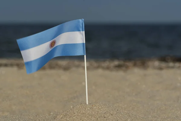 Bandeira Nacional Argentina Costa Arenosa Bandeira Vermelha Branca — Fotografia de Stock