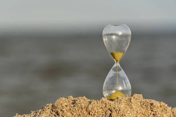 Sanduhr Strand Auf Meeresgrund Zeitkonzept — Stockfoto