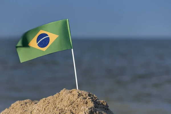 Nationell Tabell Flagga Brasilien Havet Bakgrund Semester Brasilien — Stockfoto