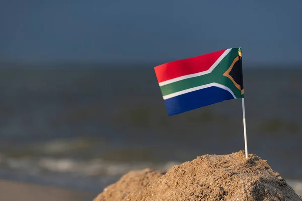 Bandeira África Sul Praia Férias Praia África Sul — Fotografia de Stock