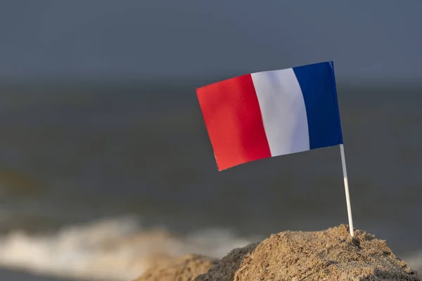 Bendera Meja Nasional Perancis Latar Belakang Laut Liburan Perancis Laut — Stok Foto