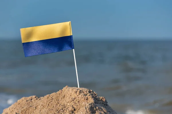 Bandera Nacional Ucrania Sobre Fondo Marino Bandera Azul Amarilla —  Fotos de Stock