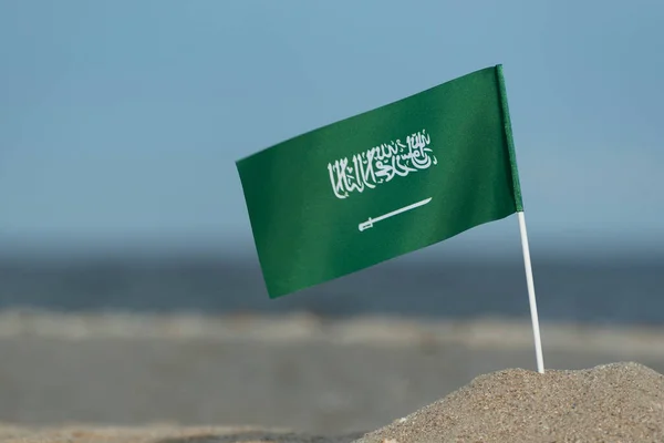 Bandeira Nacional Arábia Saudita Fundo Mar Bandeira Arábia Saudita Costa — Fotografia de Stock