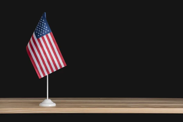 National Flag America Flag Pole Black Background Flag United States — Stock Photo, Image