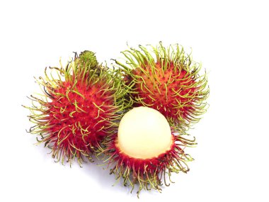 Taze rambutan beyaz arka plan üzerinde izole