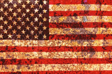 ABD bayrağı bindirme kahverengi tonu üzerinde buruşuk Kağıt arka plan