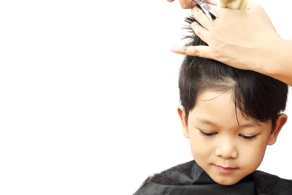 Kadeřnice Takže Účes Pro Asijské Boy Izolované Bílém Pozadí — Stock fotografie