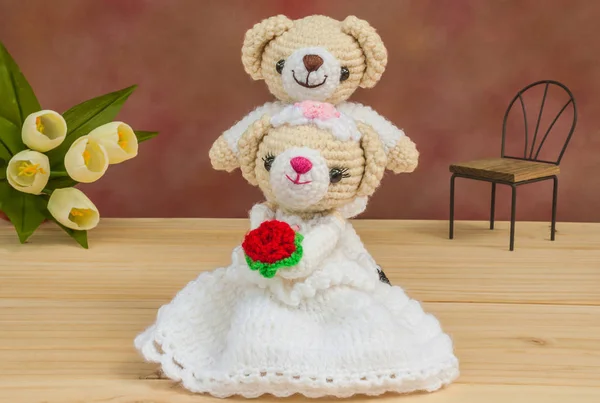 Lovely wedding bear dolls - love wedding symbol concept