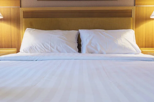 White cloth bedding set in clean modern hotel