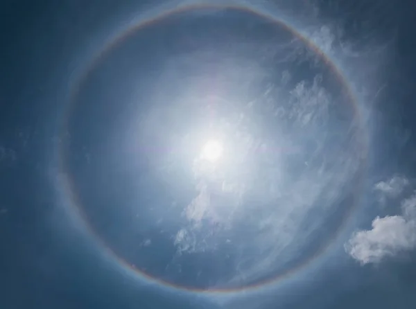 Sun halo phenomena with blue sky day in Thailand