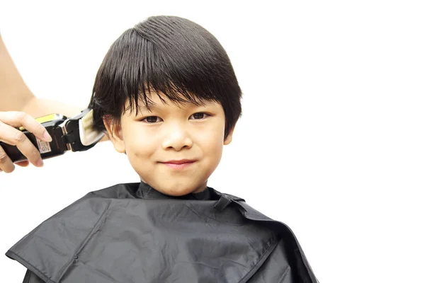 Kadeřnice Takže Účes Pro Asijské Boy Izolované Bílém Pozadí — Stock fotografie