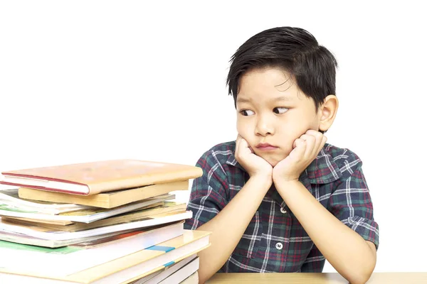 Bir Çocuk Ödev Yapmak Memnun Değil — Stok fotoğraf
