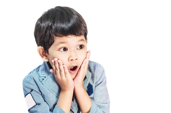 Asijské Boy Výraz Izolované Bílém — Stock fotografie
