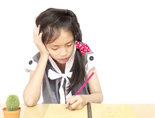 Ödev Yapmak Mutsuz Bir Kızdır — Stok fotoğraf