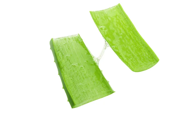 Färsk Aloe Vera Isolerade Över Vit Bakgrund — Stockfoto