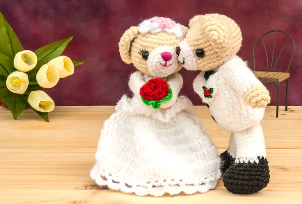 Lovely wedding bear dolls - love wedding symbol concept