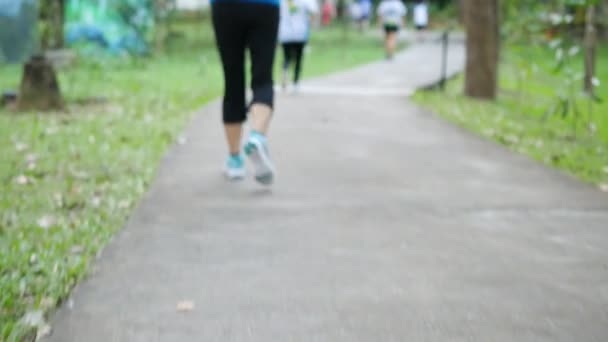 緑豊かな公園 医療に走る人々 スポーツ運動の概念 — ストック動画