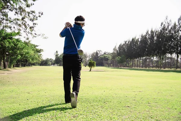 Man play outdoor golf sport activity - people in golf sport concept