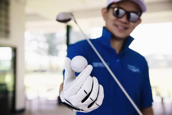 Man Spela Outdoor Golf Sport Aktivitet Människor Golf Sport Concept — Stockfoto