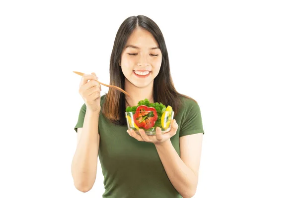 Happy Lady Holding Kichen Grejer Över Kopiera Utrymme Bakgrund Människor — Stockfoto