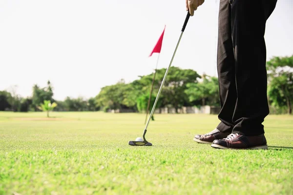 Man Açık Golf Spor Aktivitesi Oynamak Golf Sporkonsepti Insanlar — Stok fotoğraf