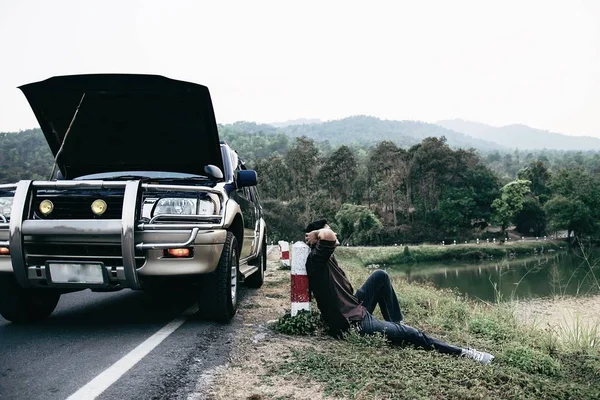 Adam Yerel Bir Yol Chiang Mai Tayland Bir Araba Motoru — Stok fotoğraf