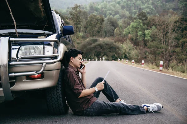 Adam Yerel Bir Yol Chiang Mai Tayland Bir Araba Motoru — Stok fotoğraf