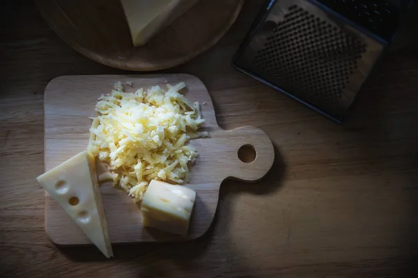 Beaux Fromages Dans Cuisine Concept Préparation Des Aliments Fromage — Photo