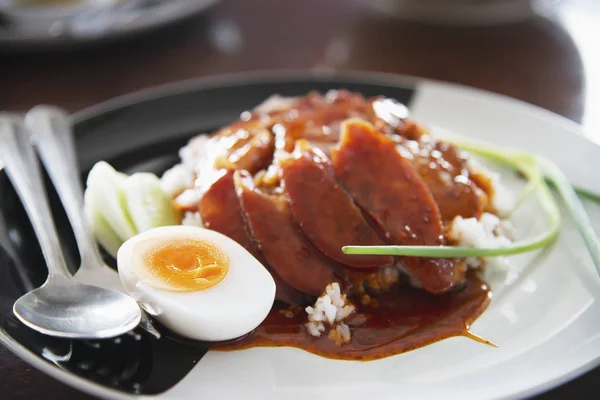 Red Pork Rice Famous Thai Food Recipe — Stock Photo, Image