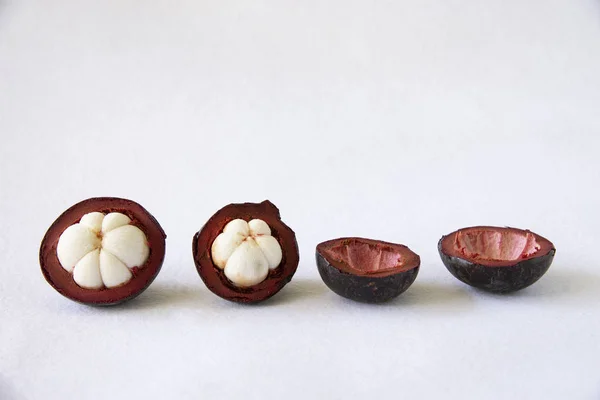 Frutas Populares Tailandesas Del Mangosteen Una Fruta Tropical Con Los — Foto de Stock